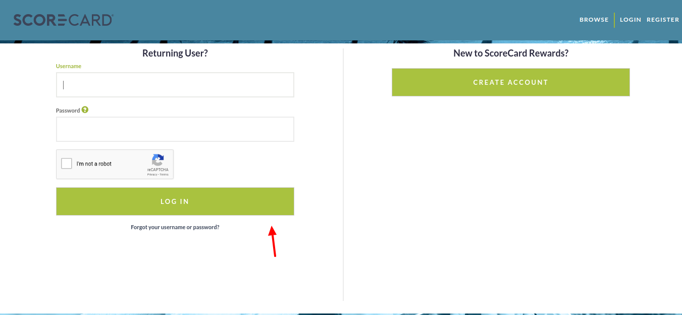 ScoreCard Rewards - Login
