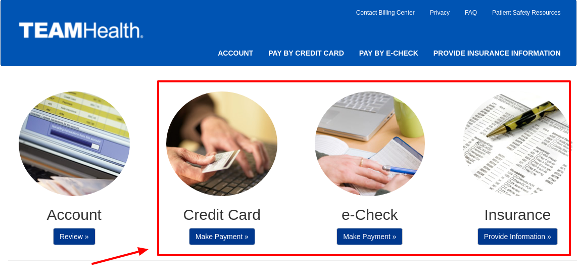 teamhealth by e-check payment