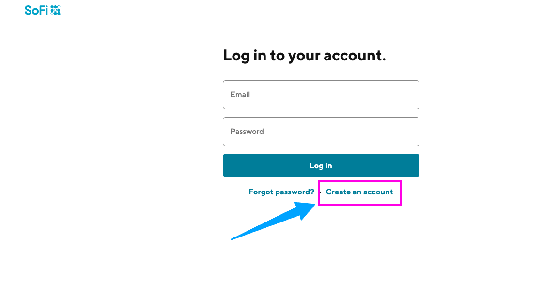 SoFi create account page