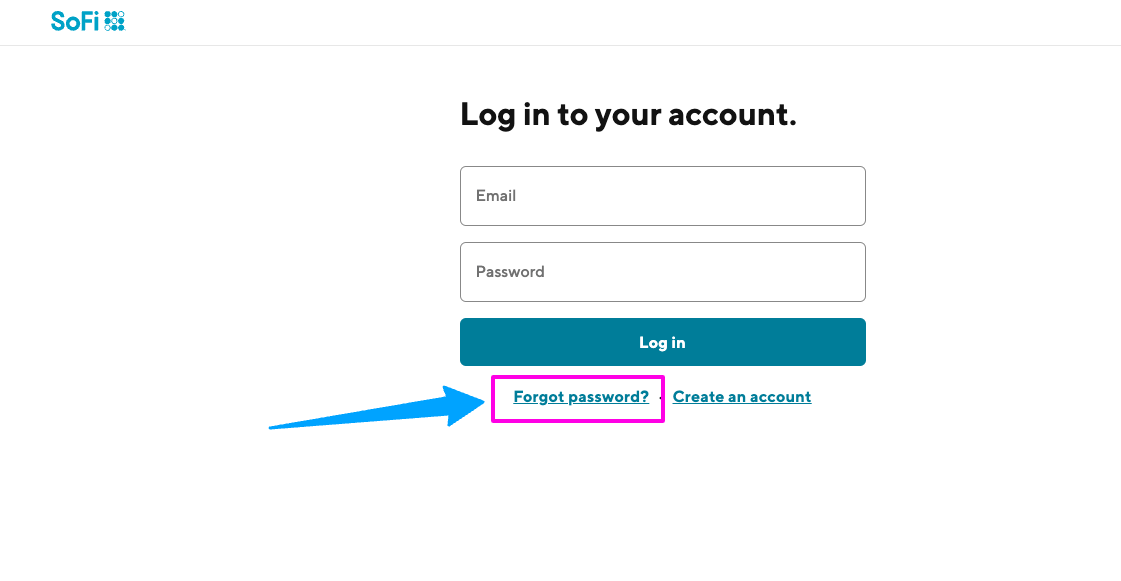 SoFi forgot password page